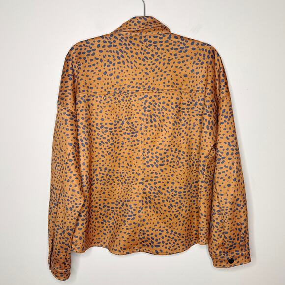She +‎ Sky Large Long Sleeve Button Up Cheetah Print Jacket Shacket Stretchy - Picture 5 of 6